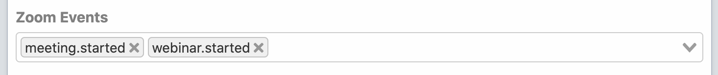 Zoom Events dropdown